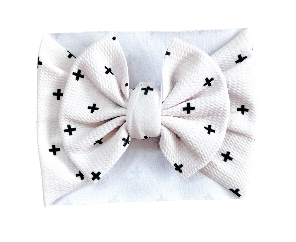 Boho plus print headwrap bow for baby.