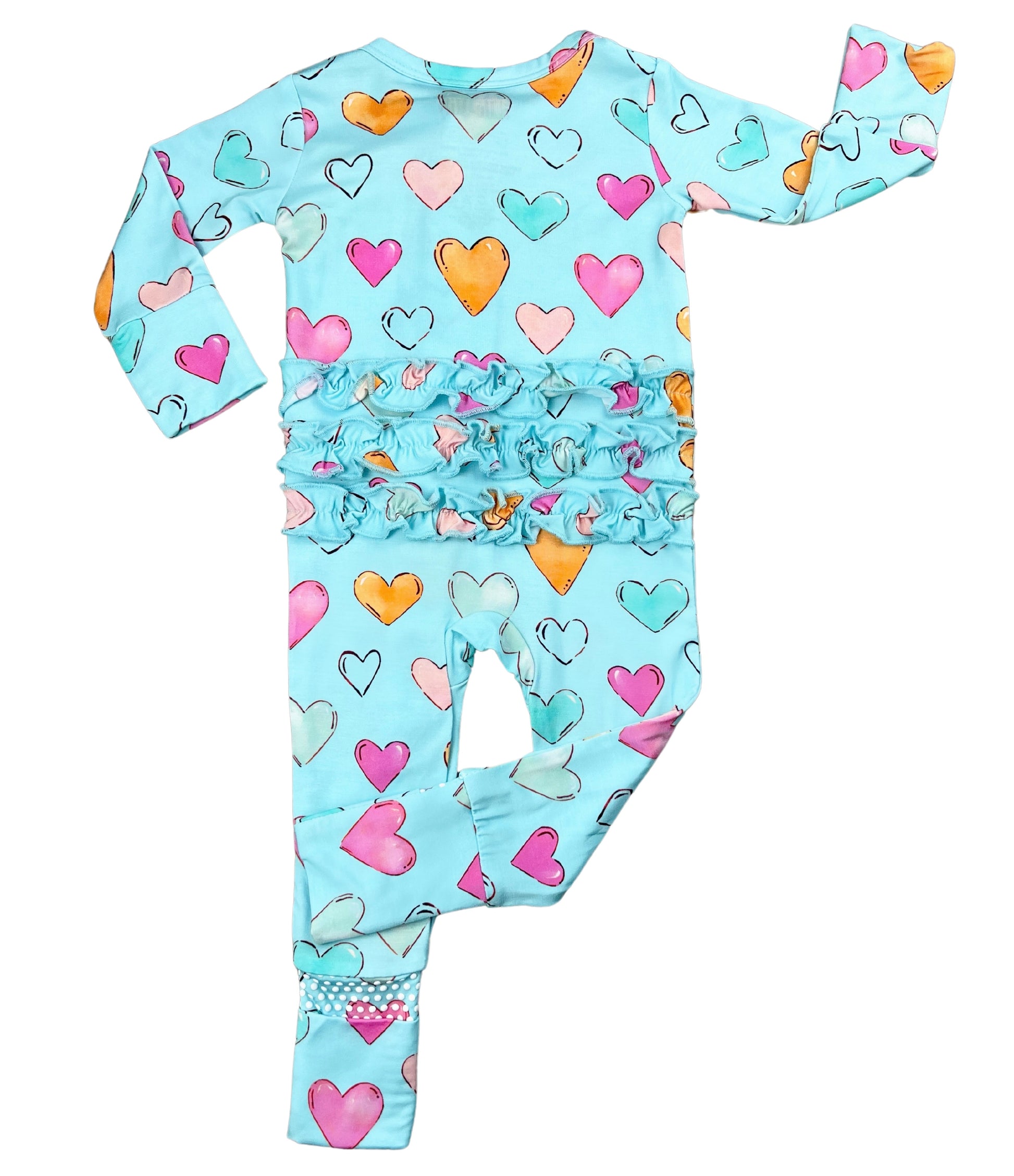 Baby girl Valentine's Day bamboo sleeper.