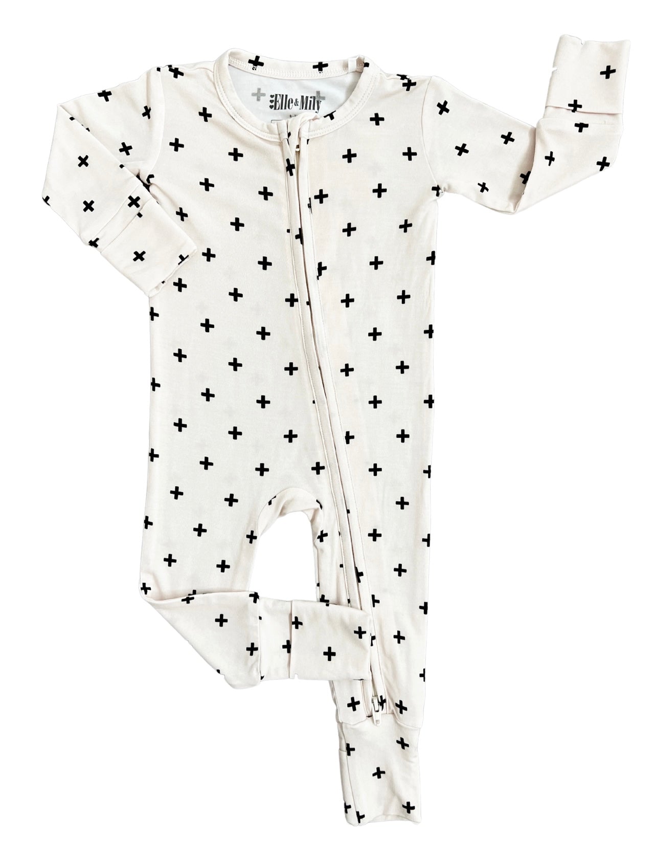 Boho plus sign bamboo convertible romper for baby and toddler. Made of the softest bamboo viscose.