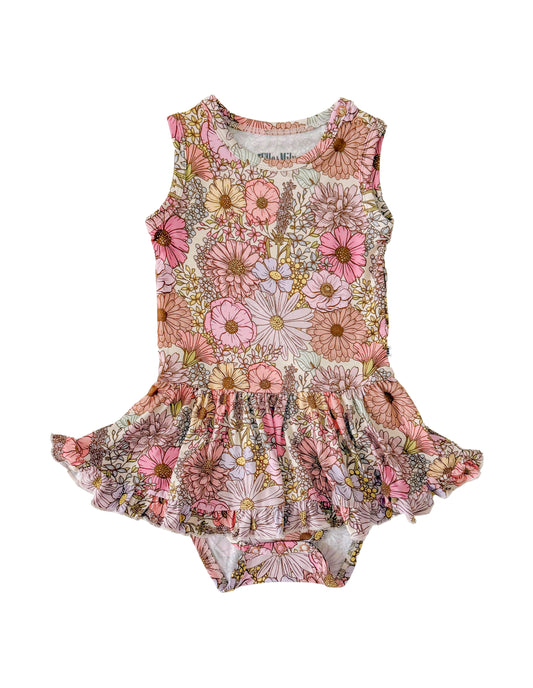 Floral baby bamboo twirl dress.