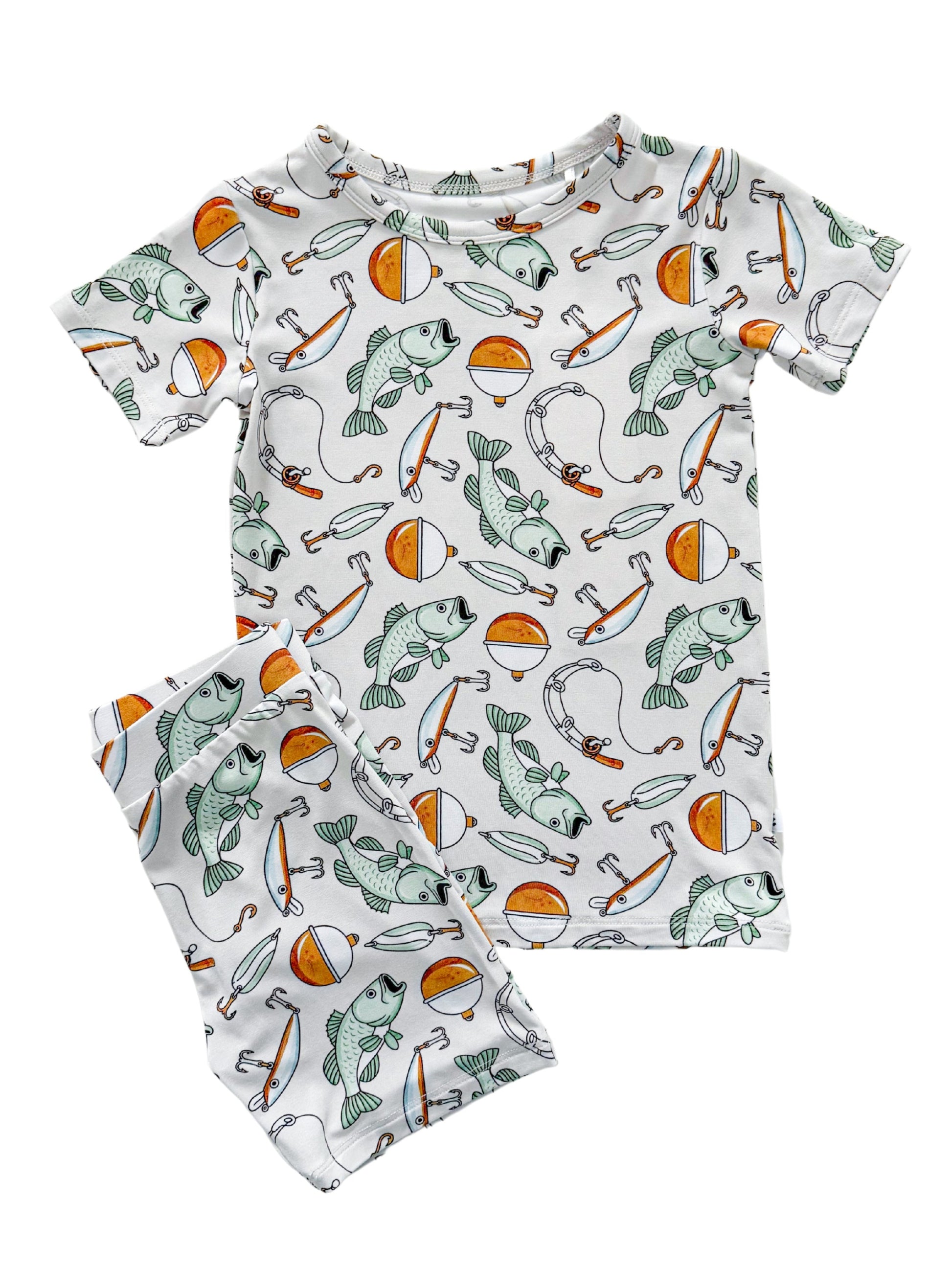 Fish bamboo pajamas for toddlers and kids.