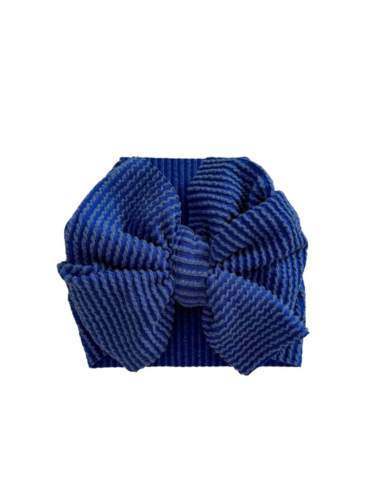 Royal blue baby girl headwrap bow.