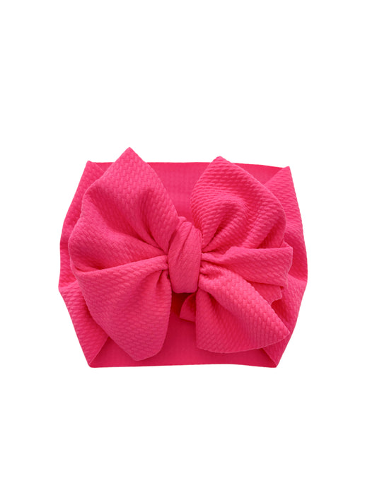 Hot pink baby girl messy headwrap bow.