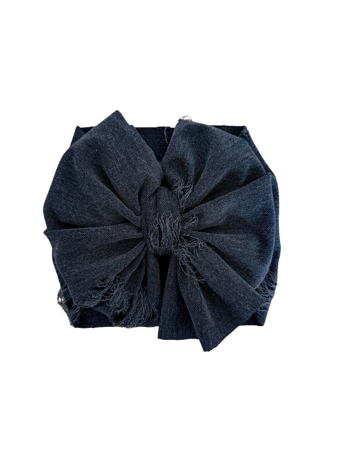 Distressed baby girl bow black