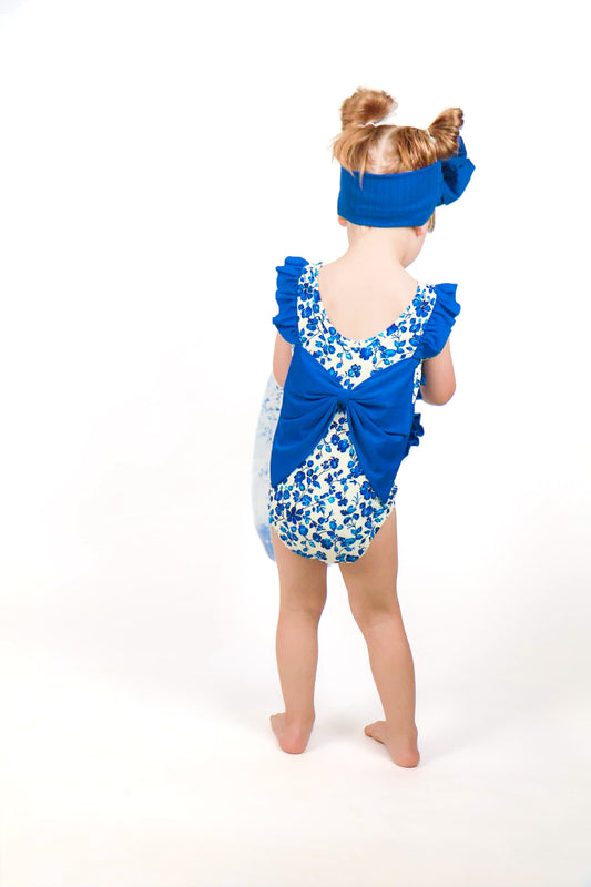 Dainty Blue One Piece Swimsuit