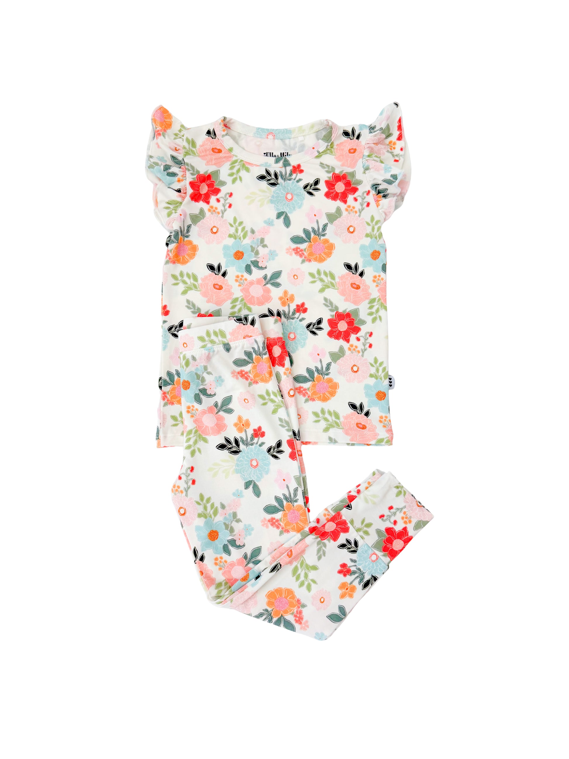 Floral two piece bamboo pajama set for kids