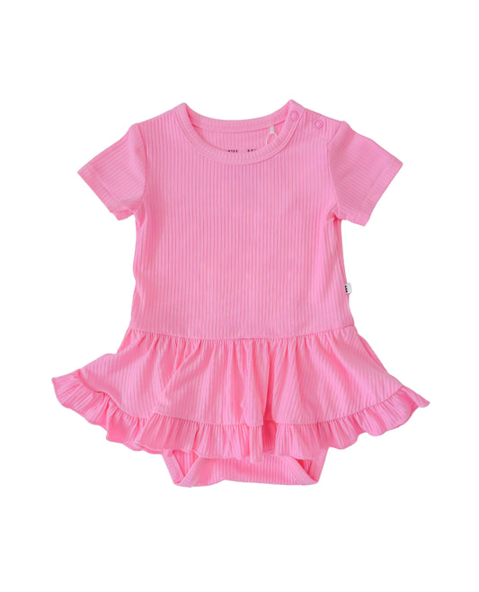 Pink bamboo twirl dress for baby.