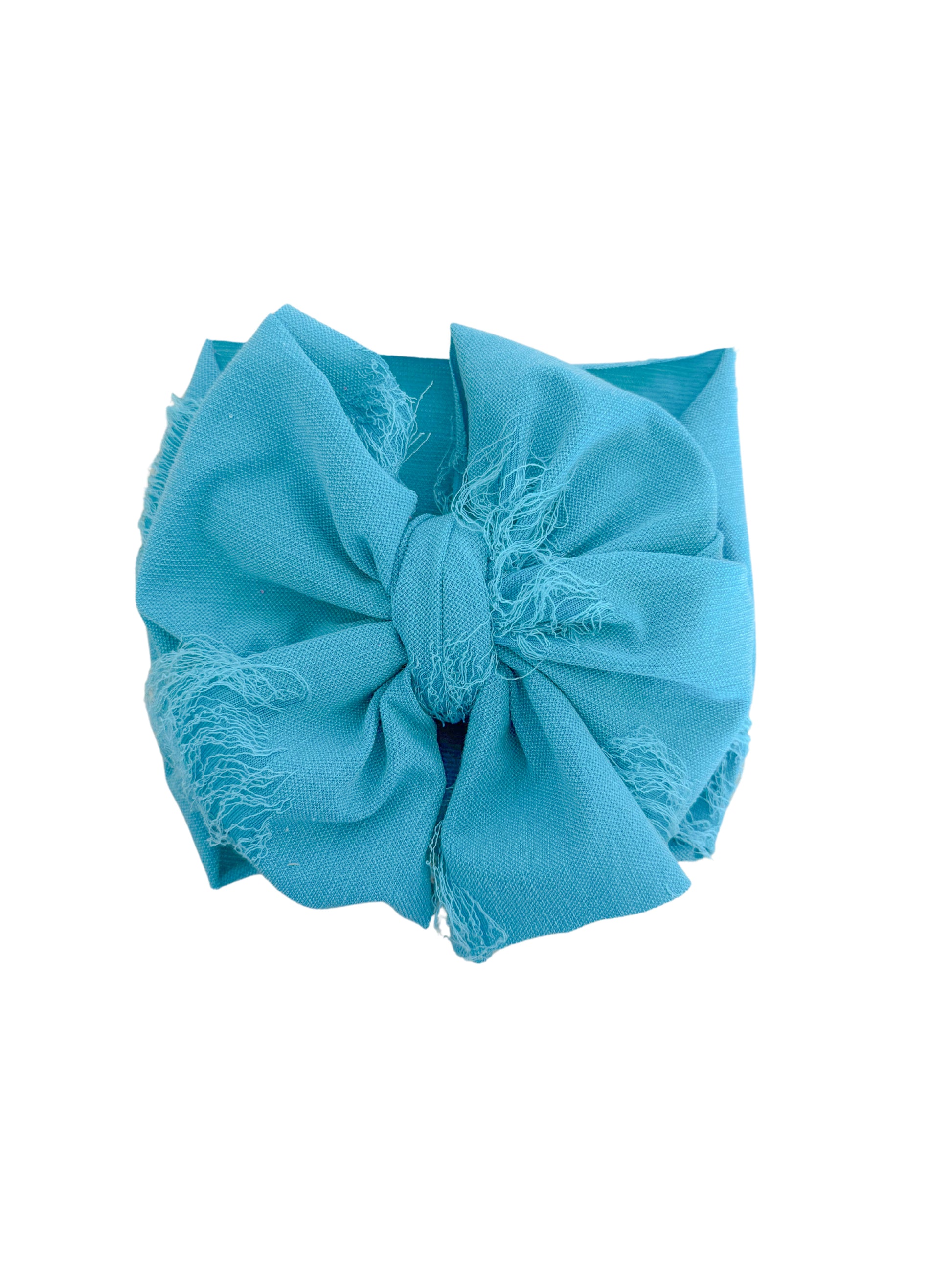 Blue baby girl distressed headwrap bow