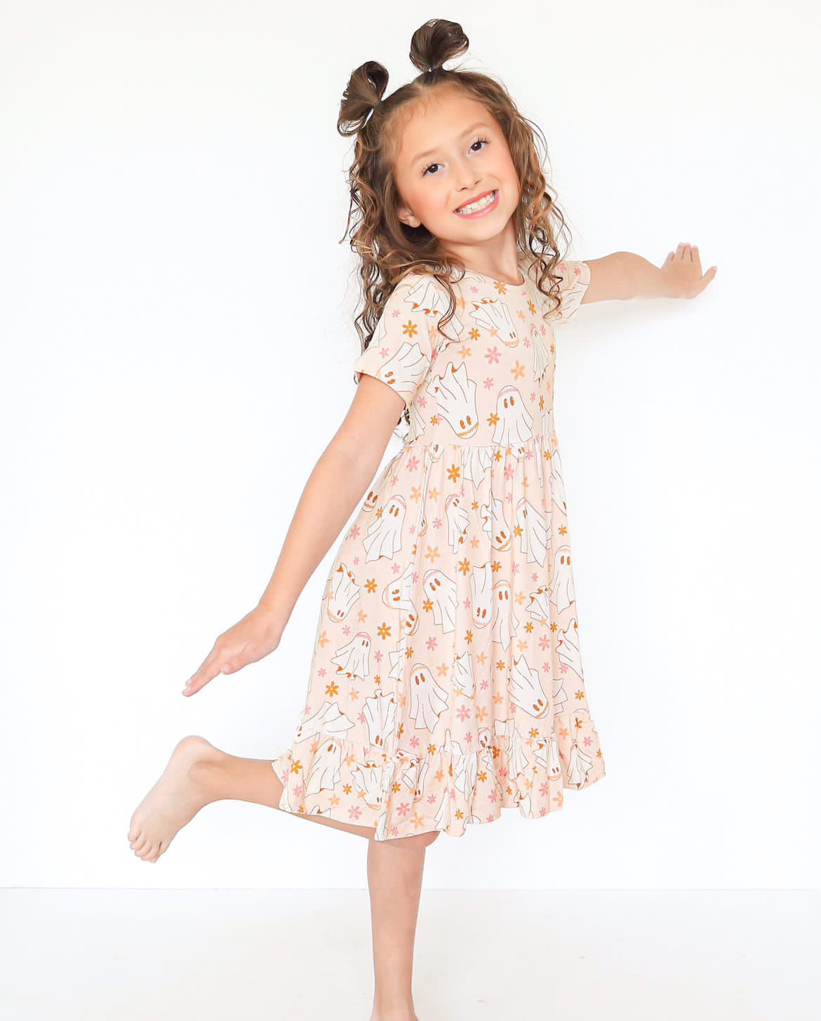 Cassie Ghost Halloween Bamboo Twirl Dress - Elle & Mily