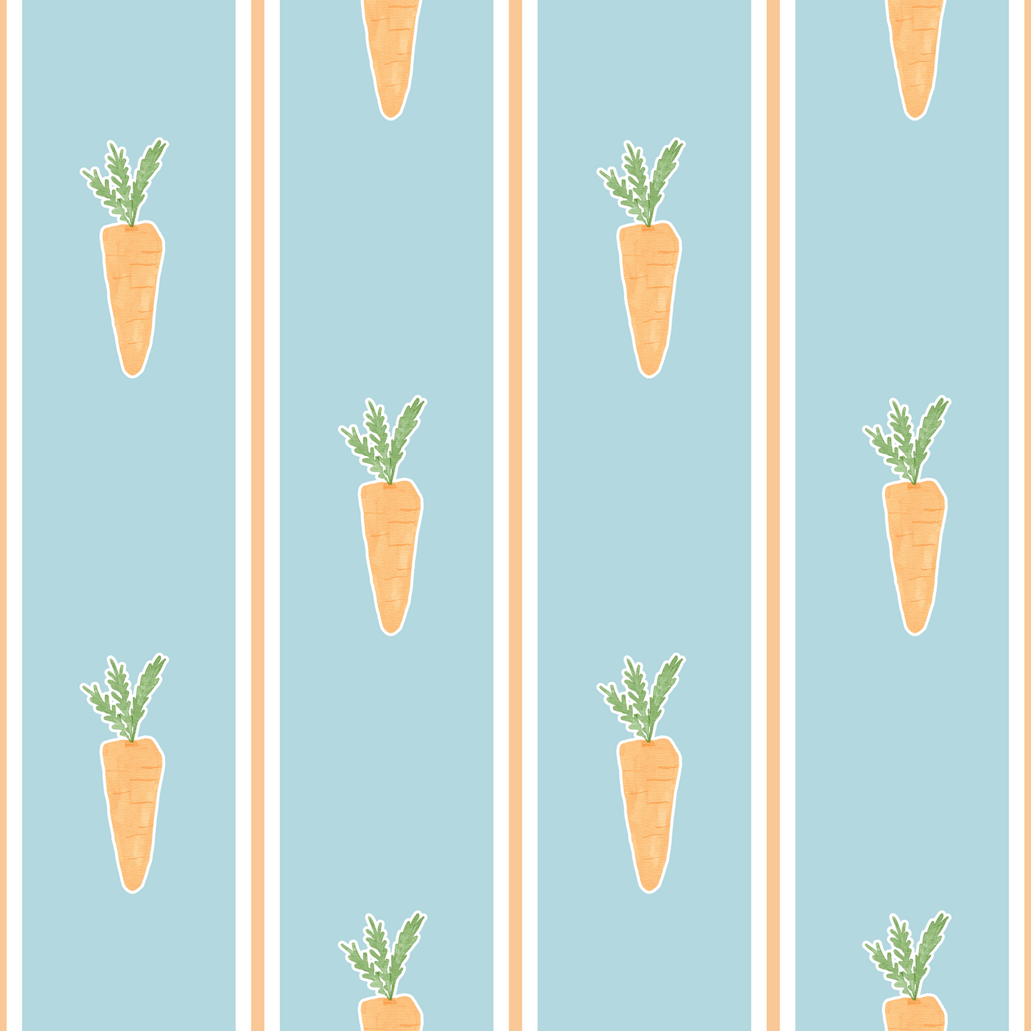 Pattern of cartoon carrots on a light blue background