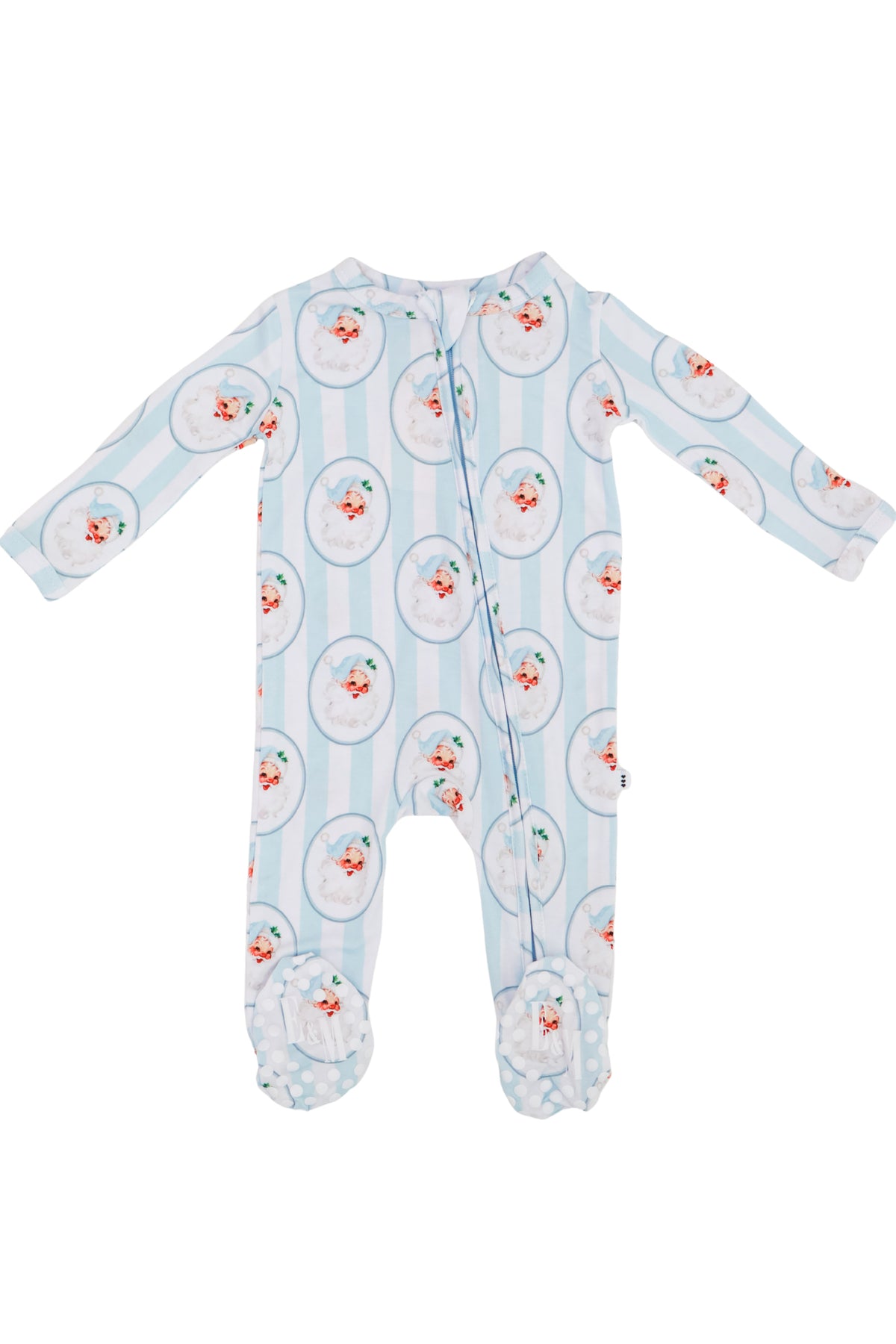 Vintage Santa Blue Newborn Footie