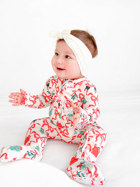 Christmas Bamboo footie pajamas baby girl