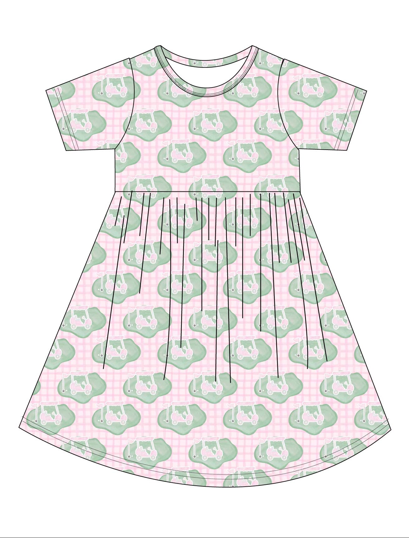 Pink golf print bamboo twirl dress