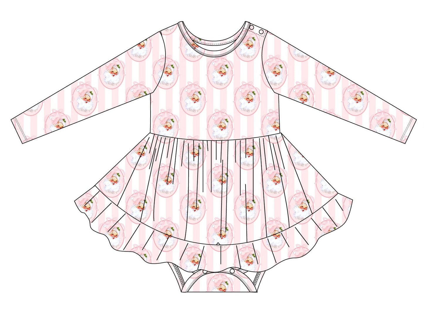 Vintage Santa Pink Skirted Bodysuit