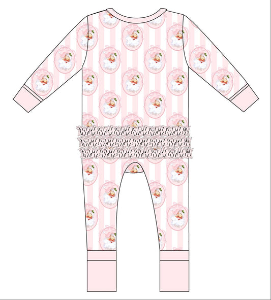 Vintage Santa Pink Convertible Zip Romper