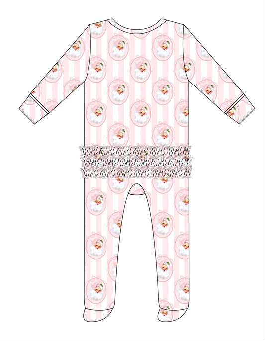Vintage Santa Pink Newborn Footie