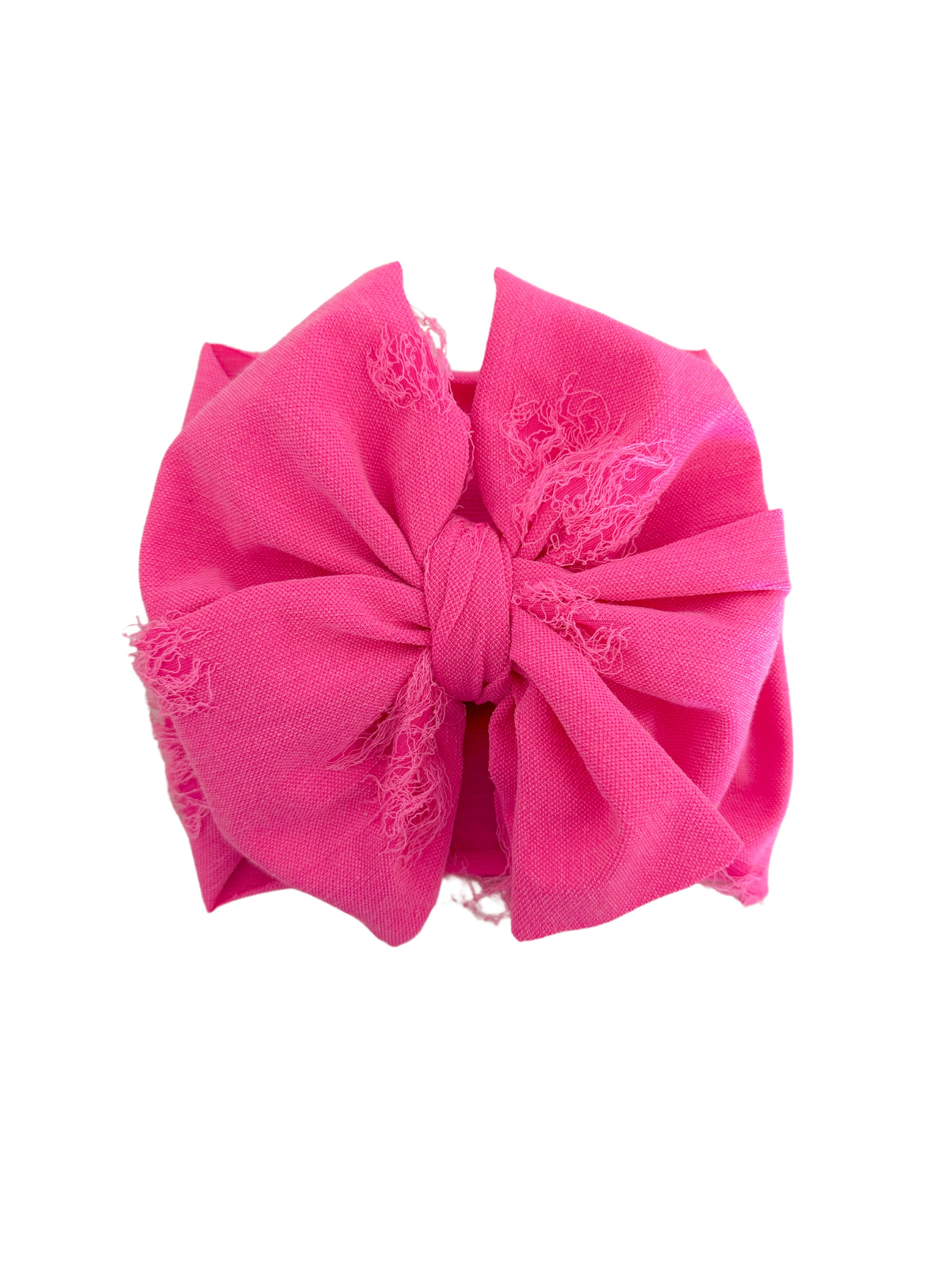 Hot pink distressed headwrap bow