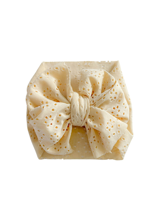 Baby girl cream headwrap bow