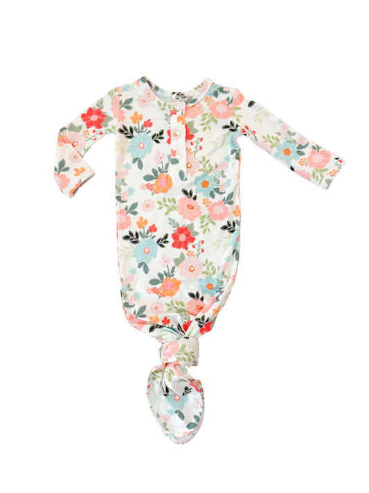 Floral bamboo newborn Knotted gown