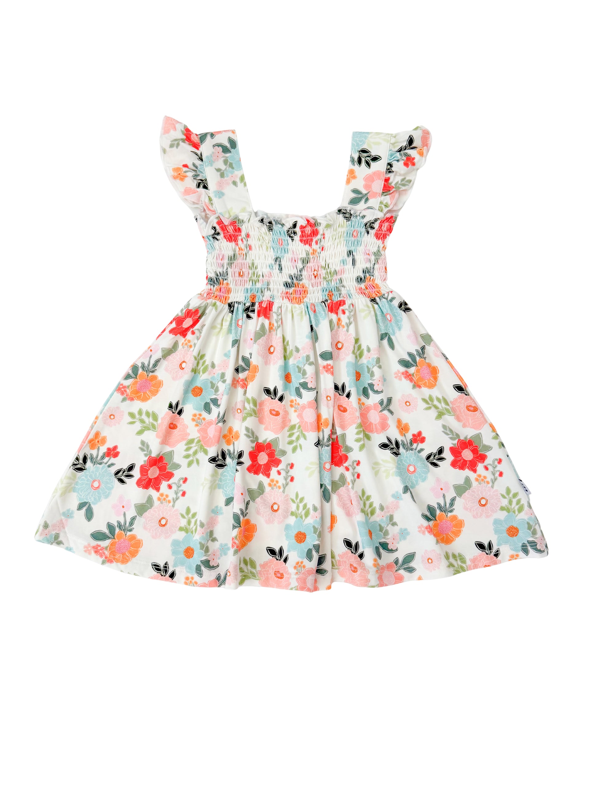 Floral smocked twirl dress