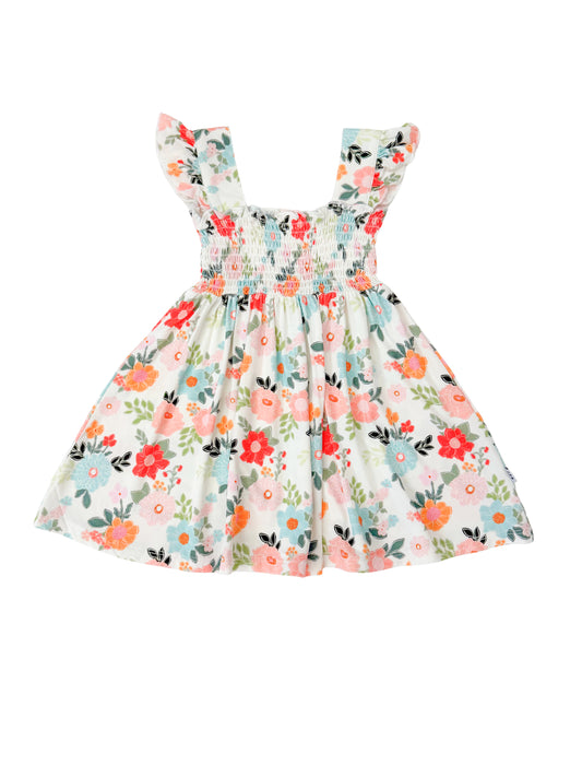 Floral smocked twirl dress