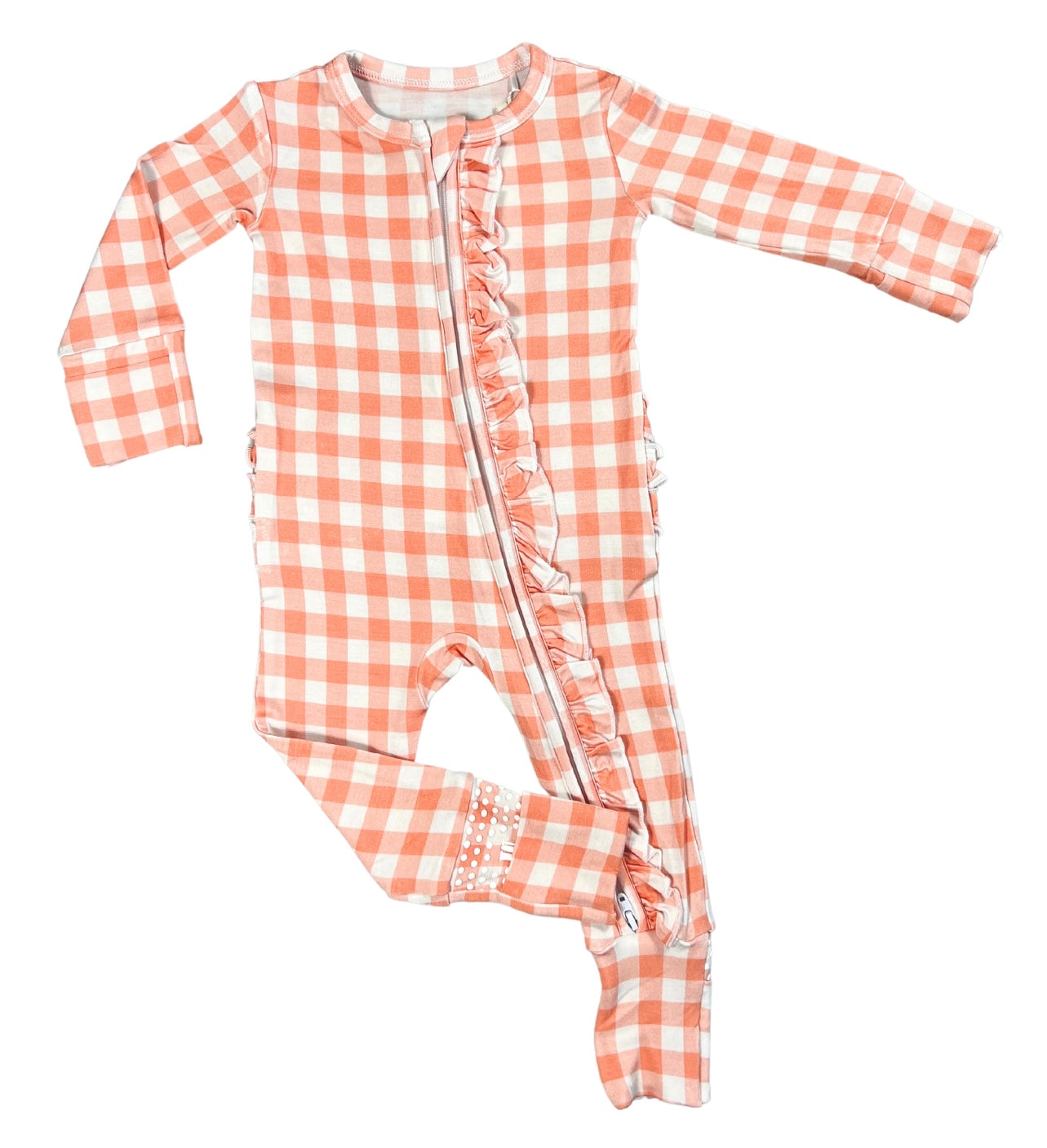 Autumn Gingham Ruffle Zip Romper - Elle & Mily