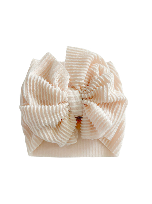 Ribbed Headwrap Bow- Ivory