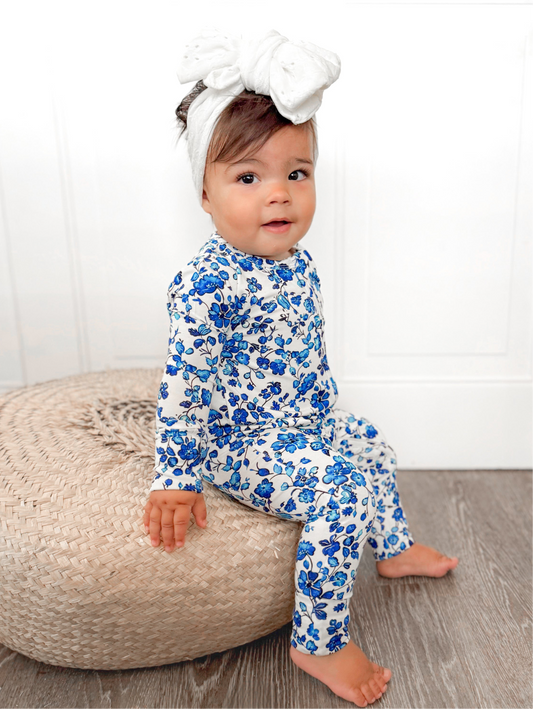 Dainty Blue Bamboo Convertible Zip Romper