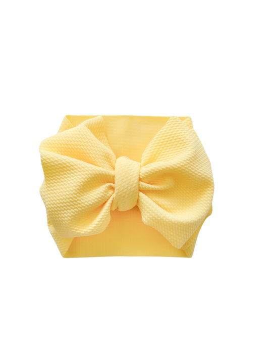 Baby girl butter yellow headwrap bow. 