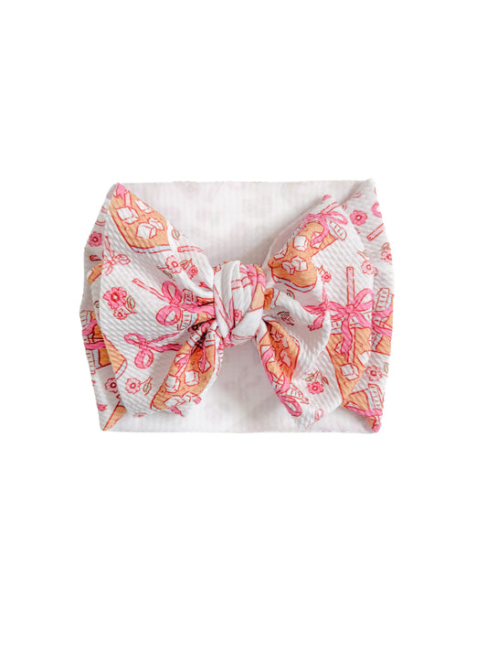 Pink Bows and coffee headwrap baby bow.