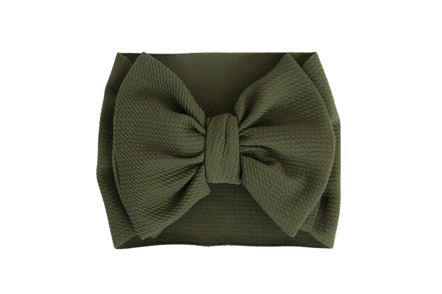 Olive green baby headwrap bow.