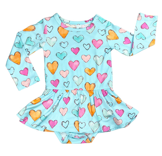 Hearts Skirted Bodysuit| Twirl Baby Dress