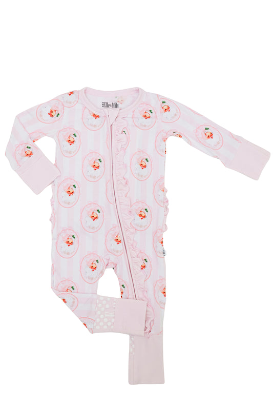 Vintage Santa Pink Convertible Zip Romper