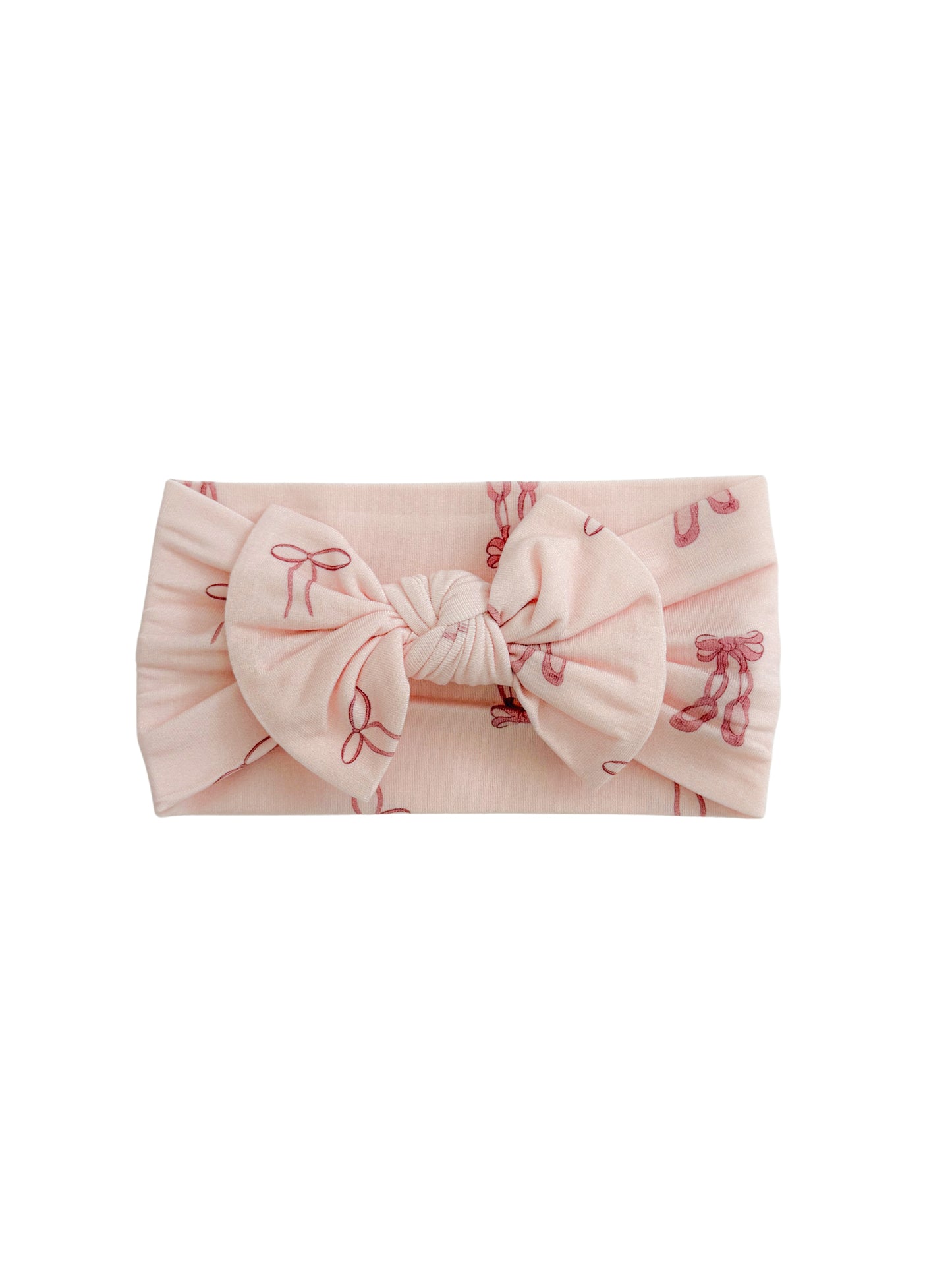 Newborn Knot headband bow with dainty bows and ballet slippers. 