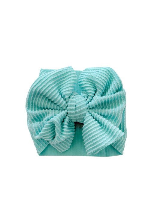 Sapphire blue baby headwrap messy bow. 