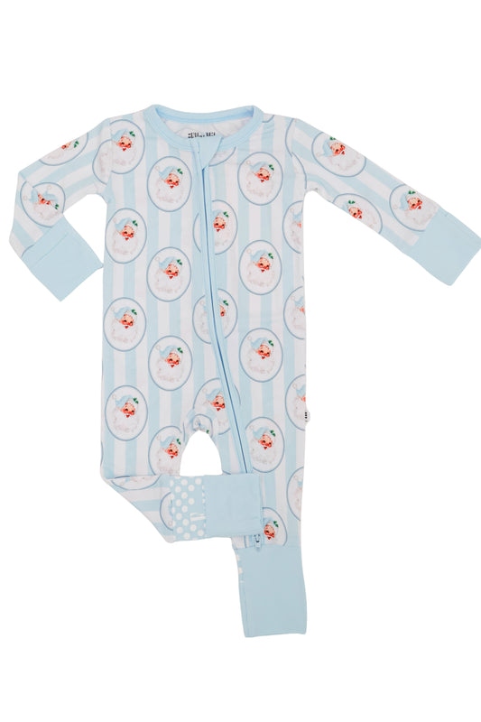 Vintage Santa Blue Convertible Zip Romper
