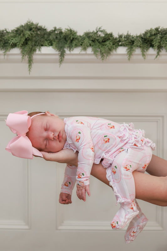 Vintage Santa Pink Newborn Footie