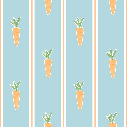 Pattern of cartoon carrots on a light blue background