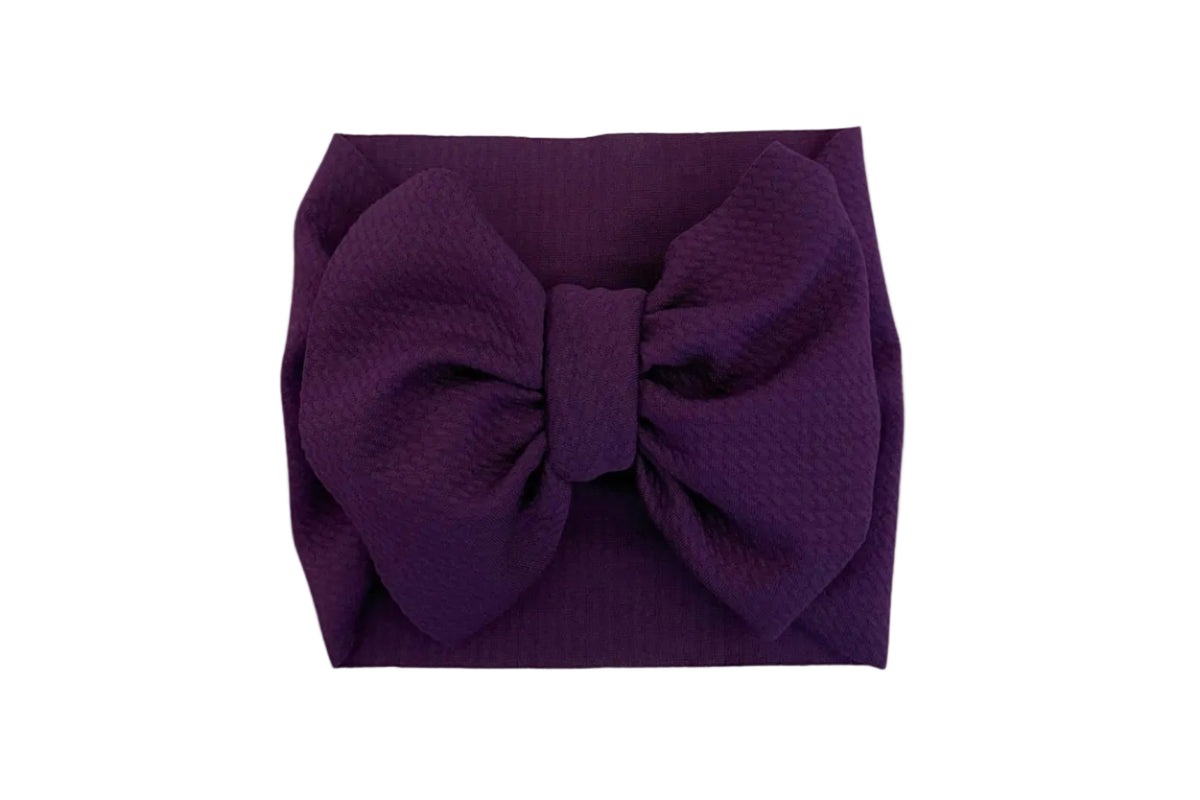 Eggplant plum purple baby headwrap bow