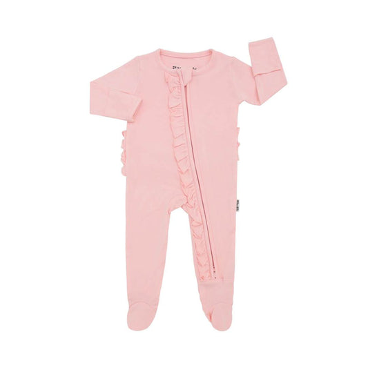 Ballerina Pink Ruffle Zip Footie - Elle & Mily