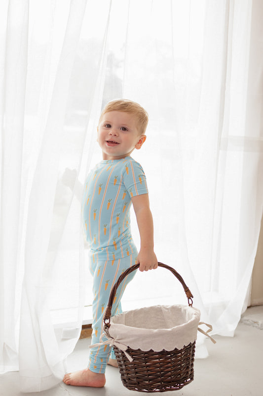 Blue Carrot Patch Pajama Set