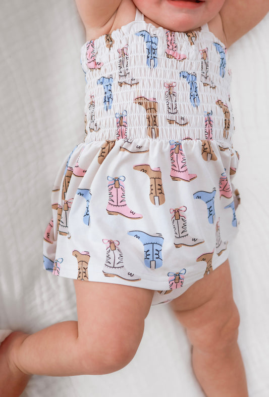 Boot Scootin' Babe Smocked Bodysuit Dress