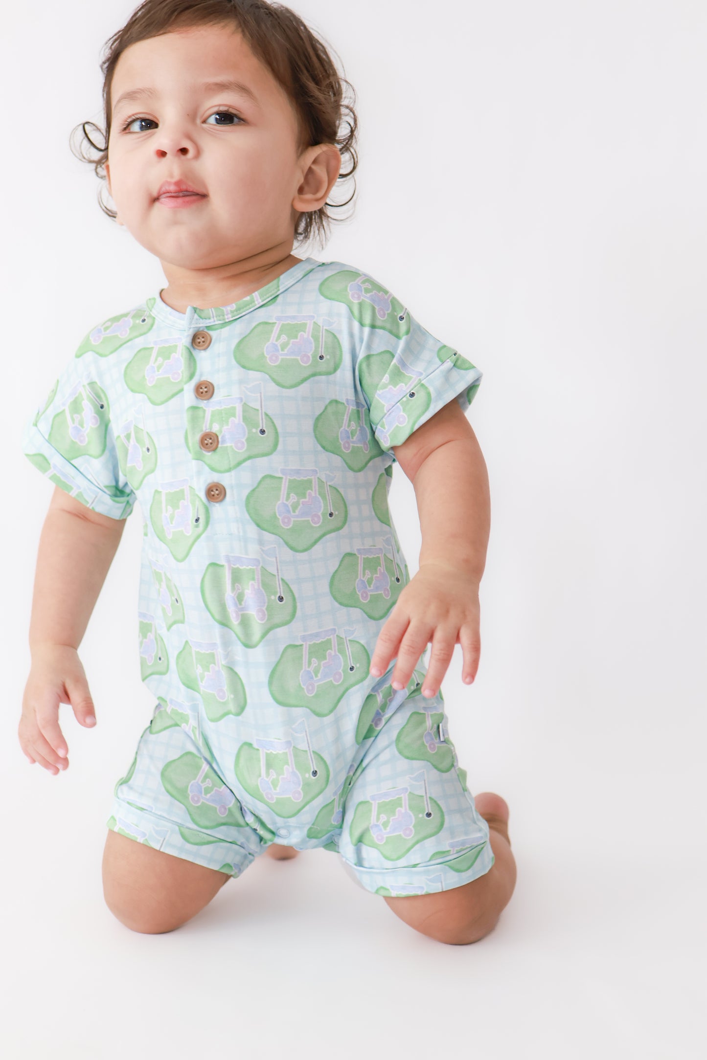 Blue Tee Time Shortie Romper