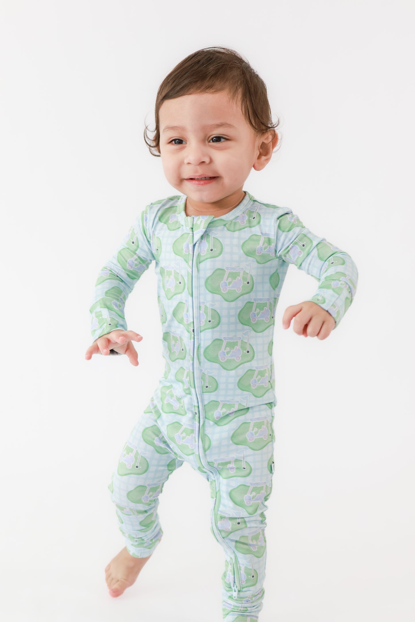 Blue Tee Time Convertible Zip Romper
