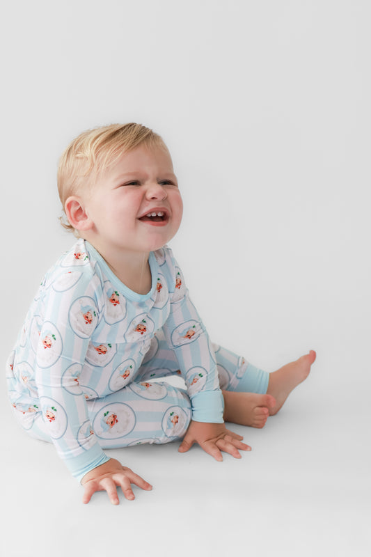 Vintage Santa Blue Pajama Set
