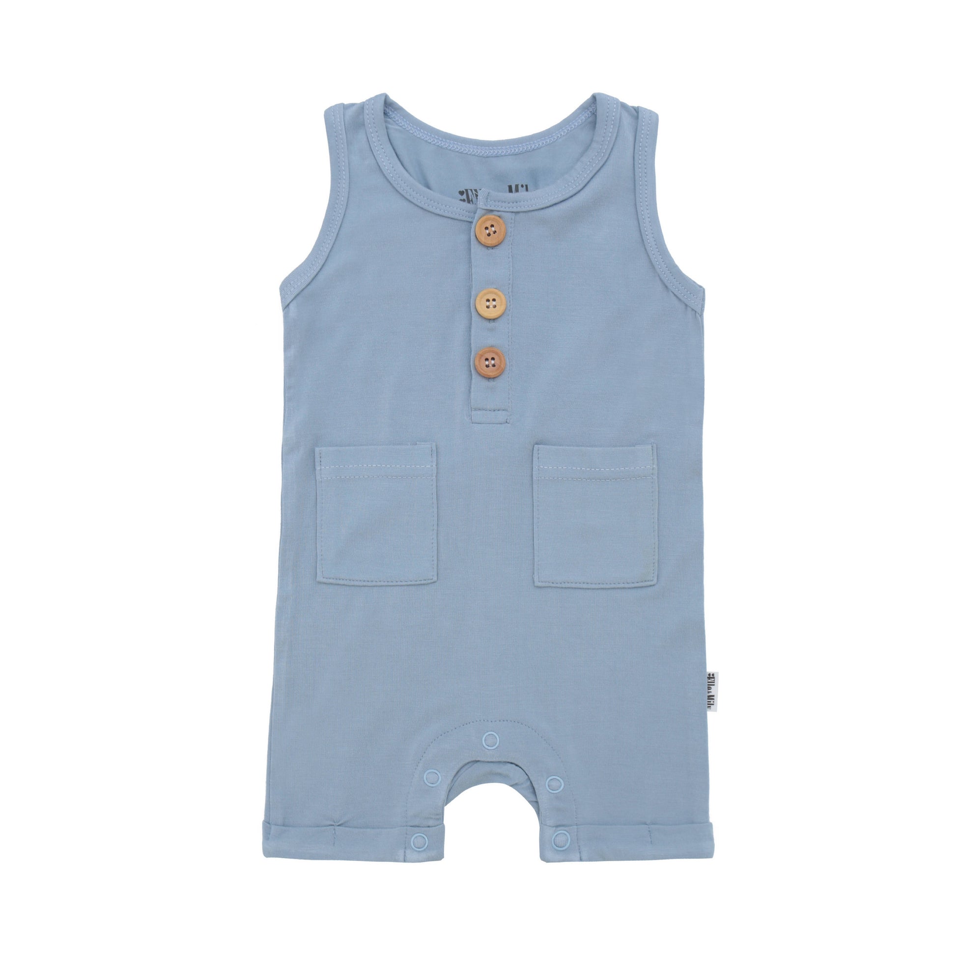 Dusty Blue Short Romper - Elle & Mily