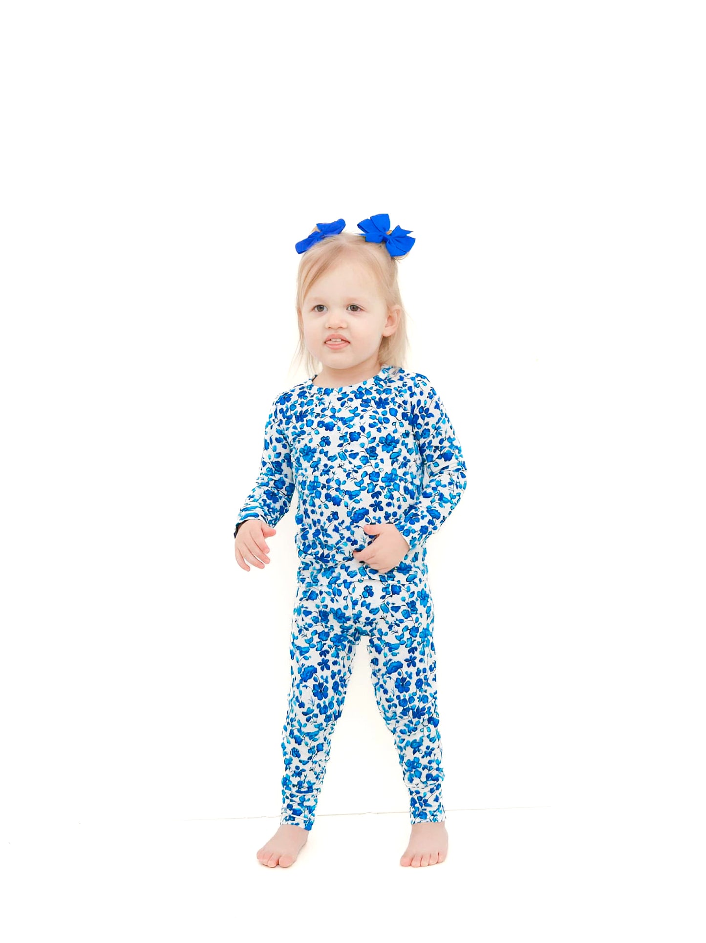 Dainty Blue Bamboo Two Piece Pajama Set