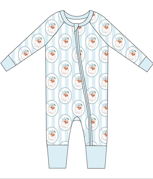 Vintage Santa bamboo convertible zip romper
