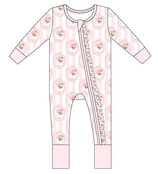 Vintage Santa Pink Convertible Zip Romper