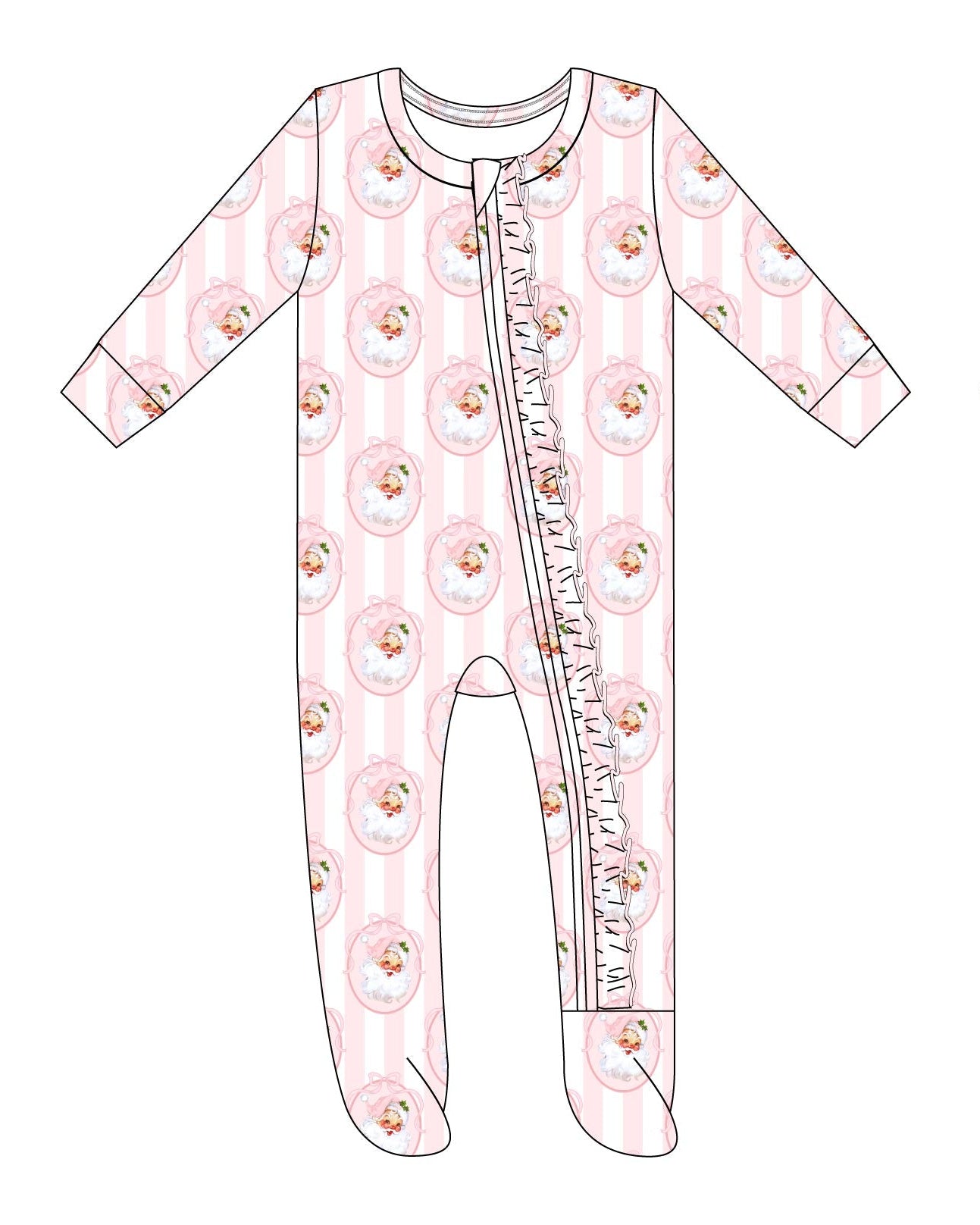 Vintage Santa Pink Newborn Footie